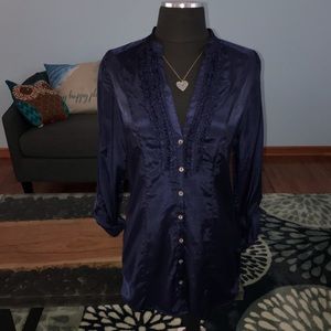 H&M Navy Tunic Dress, silk like material